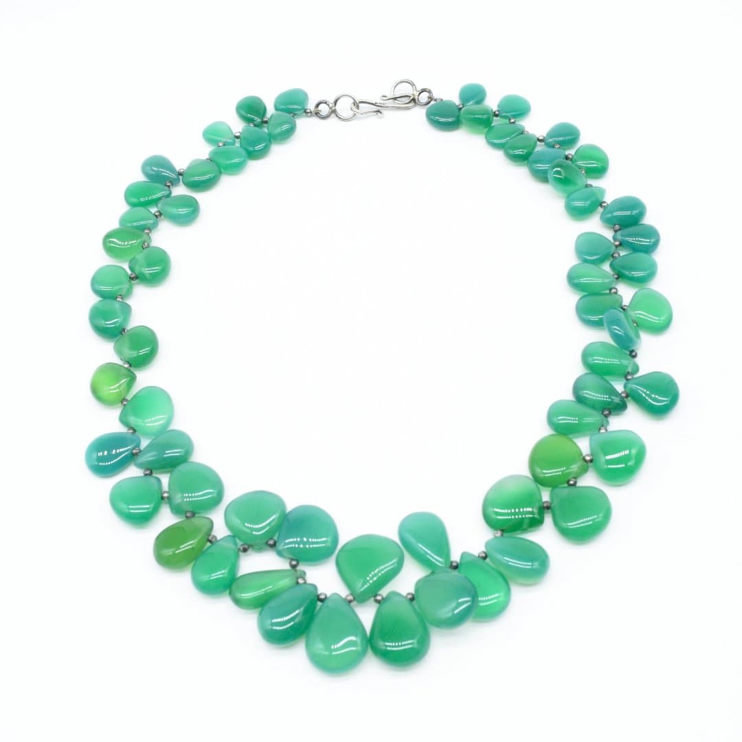 Cabochon Green Onyx Necklace with 925 Silver Clasp - IAC Galleria