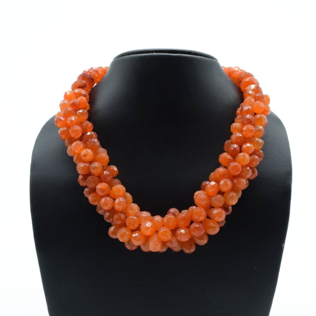 Carnelian Bunch Necklace with 925 Silver Clasp - IAC Galleria