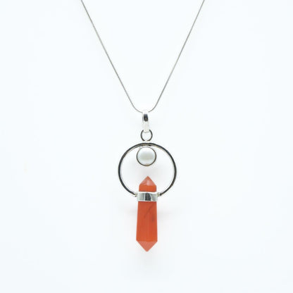 Carnelian & Pearl Pendant in 925 Silver- Without Chain - IAC Galleria