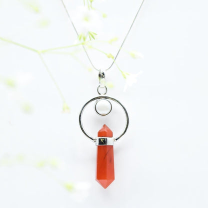 Carnelian & Pearl Pendant in 925 Silver- Without Chain - IAC Galleria