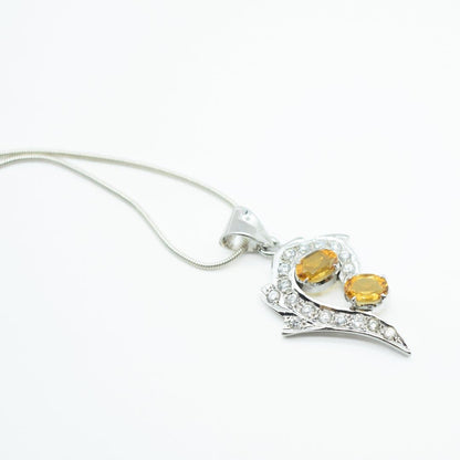 Citrine & Zircon Pendant in 925 Silver- Without Chain - IAC Galleria