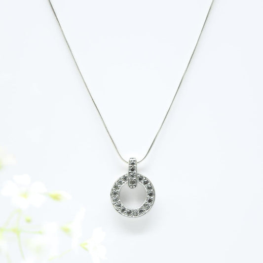 Cubic Zirconia Circle Pendant in 925 Silver- Without Chain - IAC Galleria