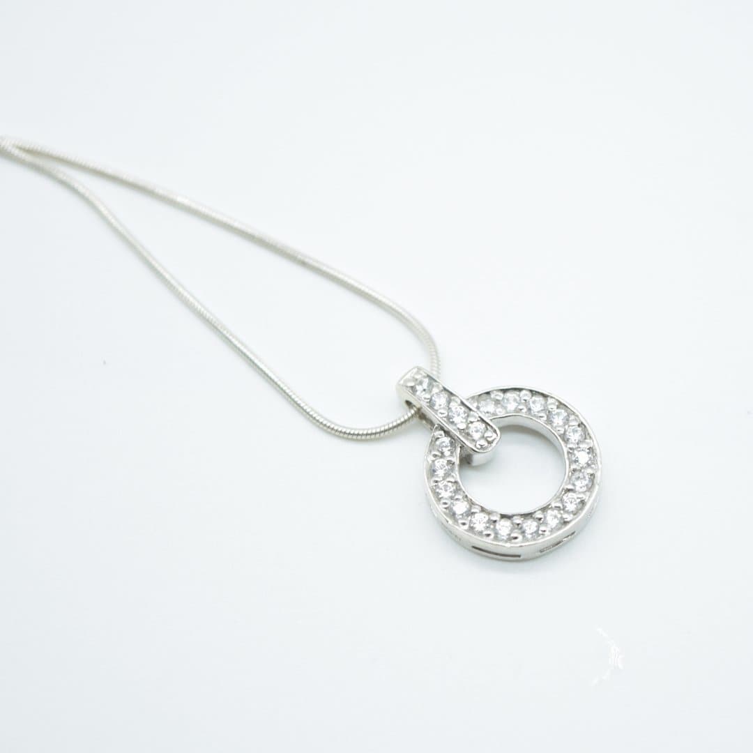 Cubic Zirconia Circle Pendant in 925 Silver- Without Chain - IAC Galleria