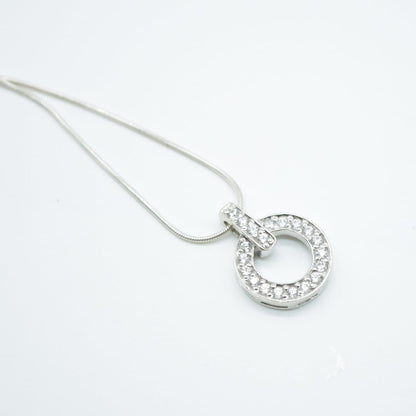 Cubic Zirconia Circle Pendant in 925 Silver- Without Chain - IAC Galleria