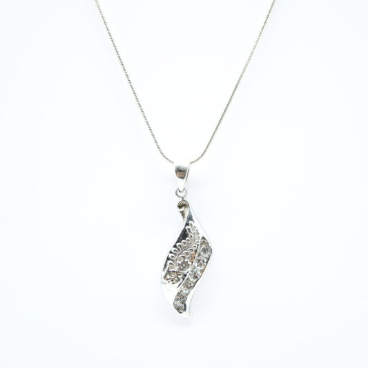 Cubic Zirconia Leaf Pendant in 925 Silver- Without Chain - IAC Galleria