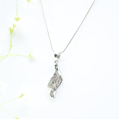 Cubic Zirconia Leaf Pendant in 925 Silver- Without Chain - IAC Galleria