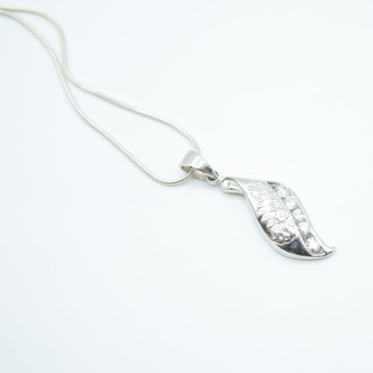 Cubic Zirconia Leaf Pendant in 925 Silver- Without Chain - IAC Galleria