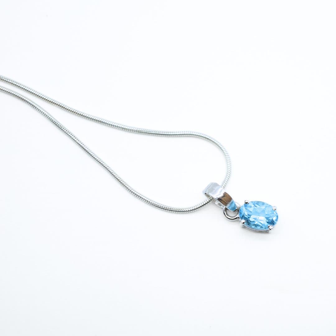 Dainty Blue Topaz Pendant in 925 Silver- Without Chain - IAC Galleria