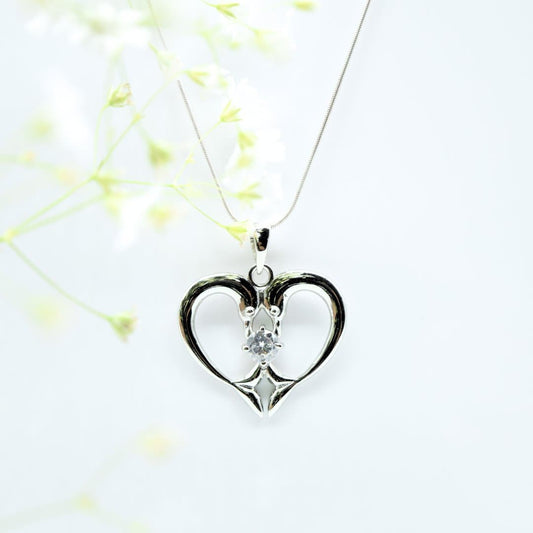 Dolphin Heart Zircon Pendant in 925 Silver- Without Chain - IAC Galleria