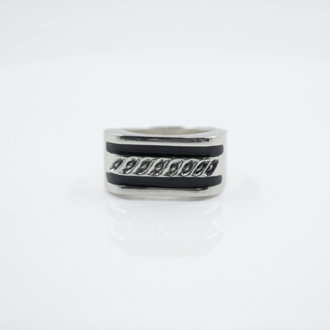 Enamel & Chisel Work Ring in 925 Silver - IAC Galleria