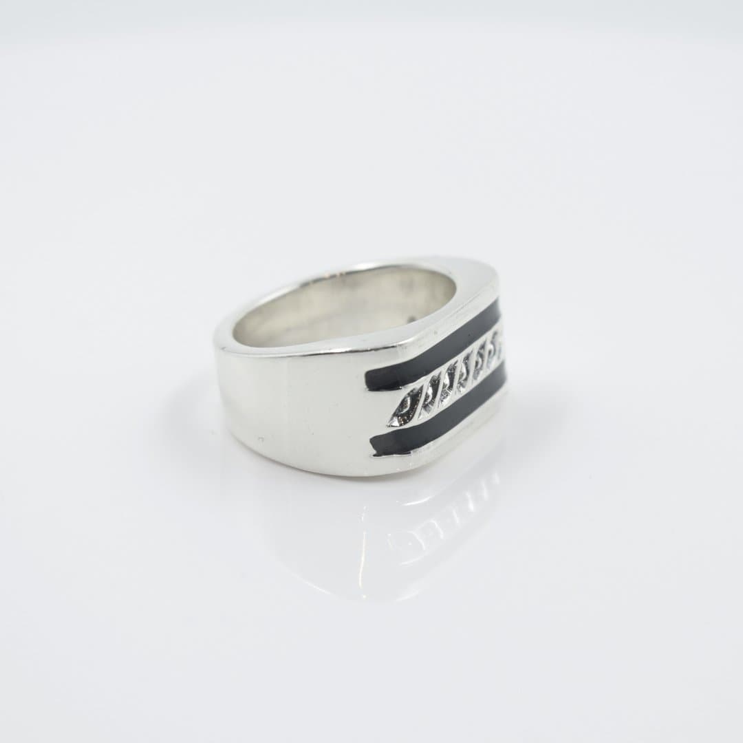 Enamel & Chisel Work Ring in 925 Silver - IAC Galleria