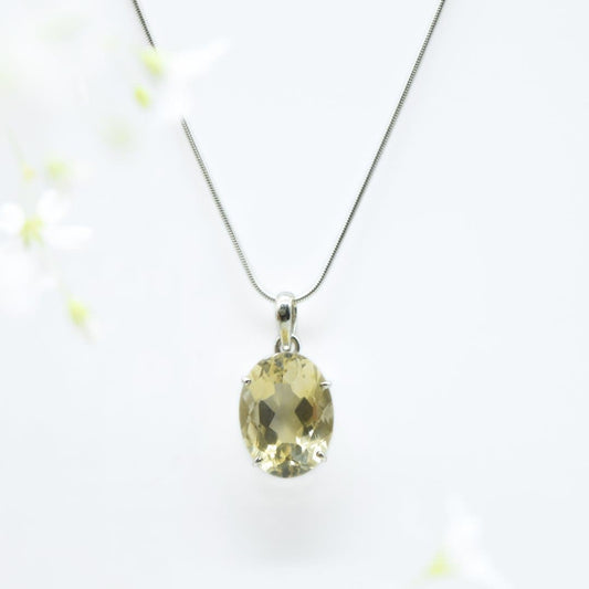 Faceted Oval Citrine Pendant in 925 Silver- Without Chain - IAC Galleria