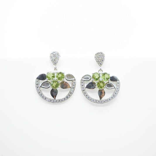 Floral Peridot Earrings in 925 Silver - IAC Galleria