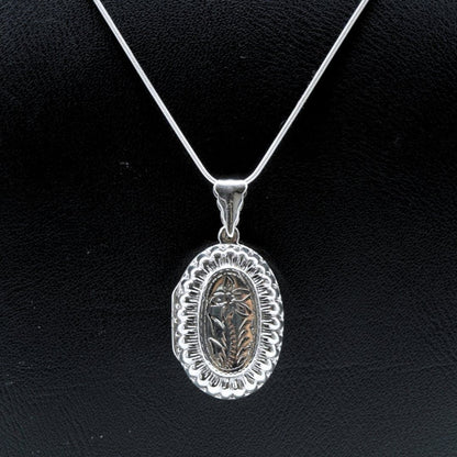 Flower Engraving Locket Pendant in 925 Silver- Without Chain - IAC Galleria