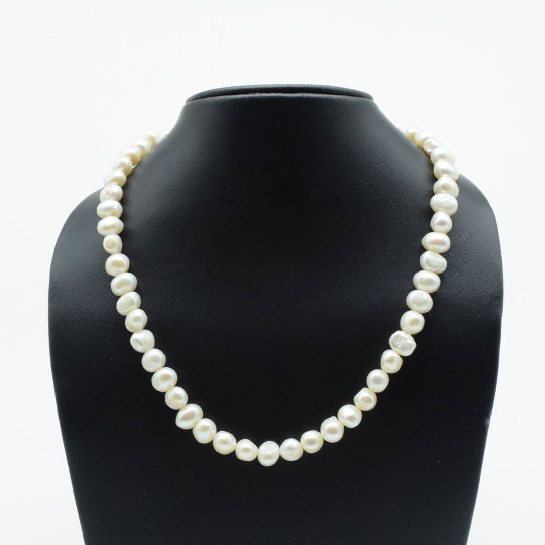 Freshwater Pearl Necklace with 925 Silver Clasp - IAC Galleria