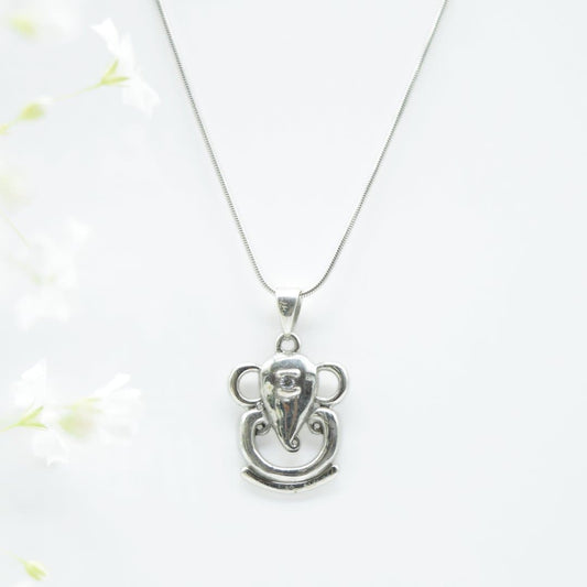 Ganesha Zircon Pendant in 925 Silver- Without Chain - IAC Galleria