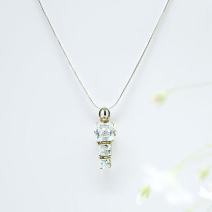 Gold Plated Tri-Stone Pendant in 925 Silver- Without Chain - IAC Galleria