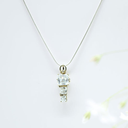 Gold Plated Tri-Stone Pendant in 925 Silver- Without Chain - IAC Galleria