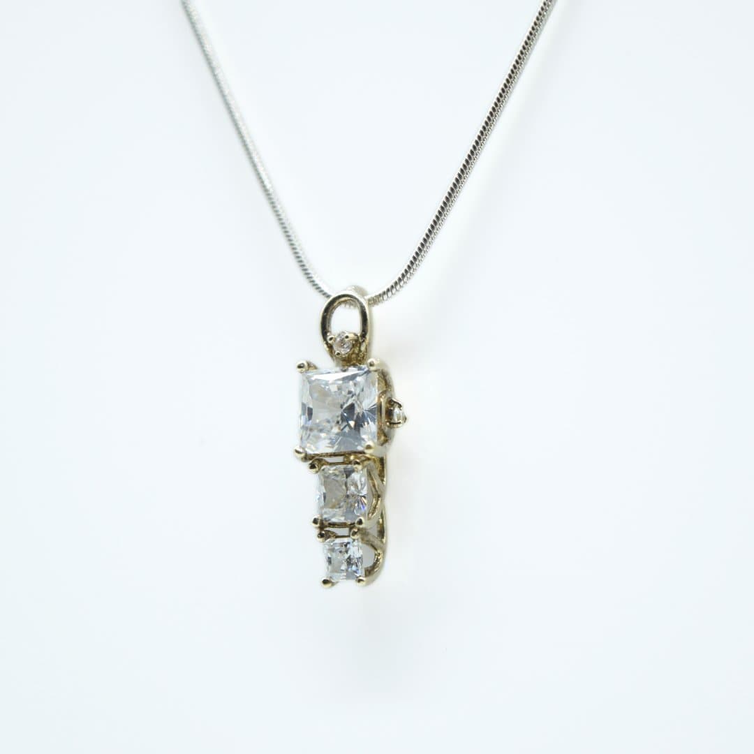 Gold Plated Tri-Stone Pendant in 925 Silver- Without Chain - IAC Galleria