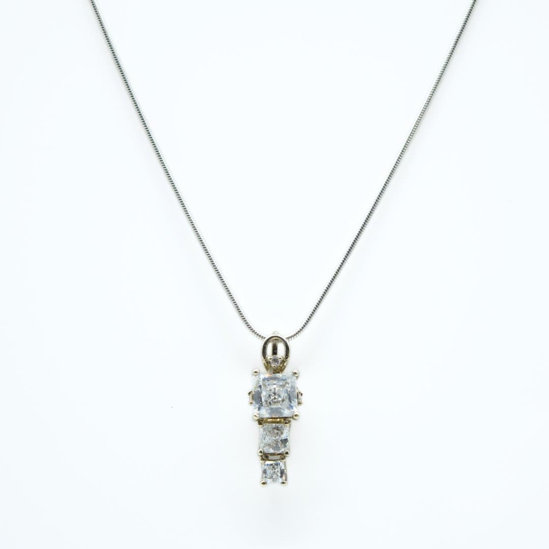 Gold Plated Tri-Stone Pendant in 925 Silver- Without Chain - IAC Galleria