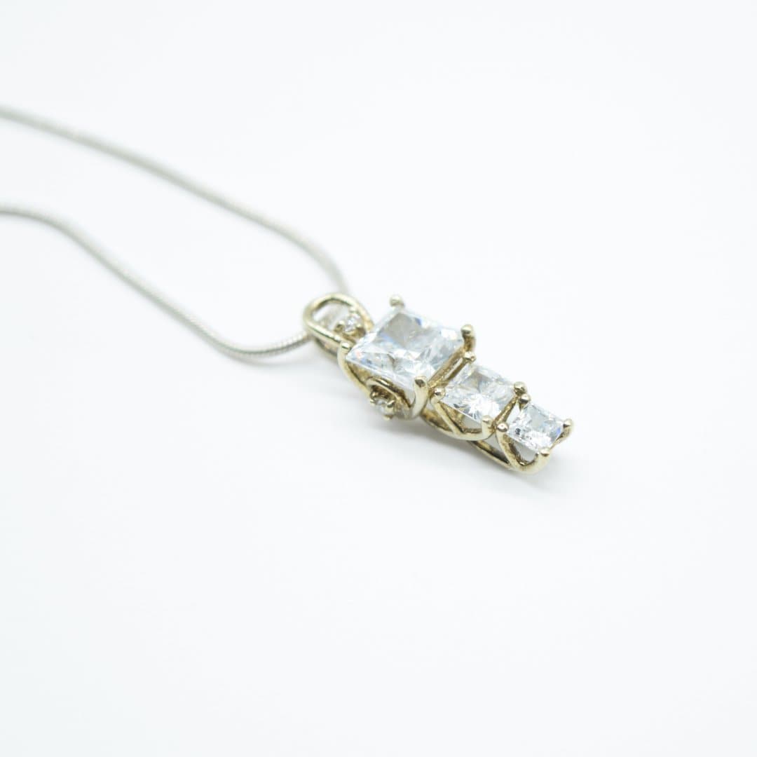 Gold Plated Tri-Stone Pendant in 925 Silver- Without Chain - IAC Galleria