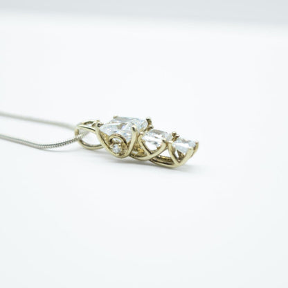 Gold Plated Tri-Stone Pendant in 925 Silver- Without Chain - IAC Galleria