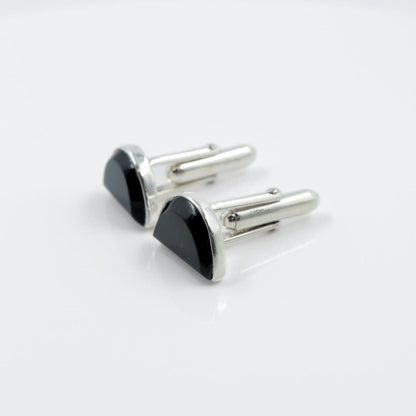 Half Moon Black Onyx Cufflinks in 925 Silver - IAC Galleria