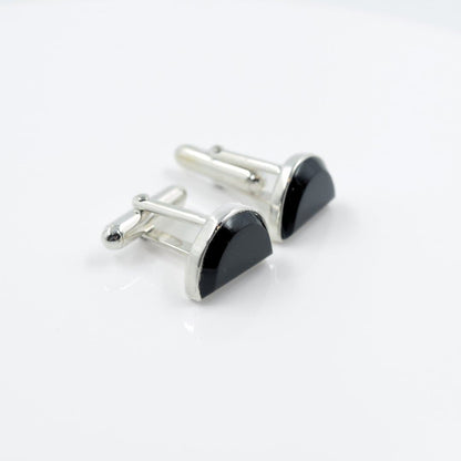 Half Moon Black Onyx Cufflinks in 925 Silver - IAC Galleria