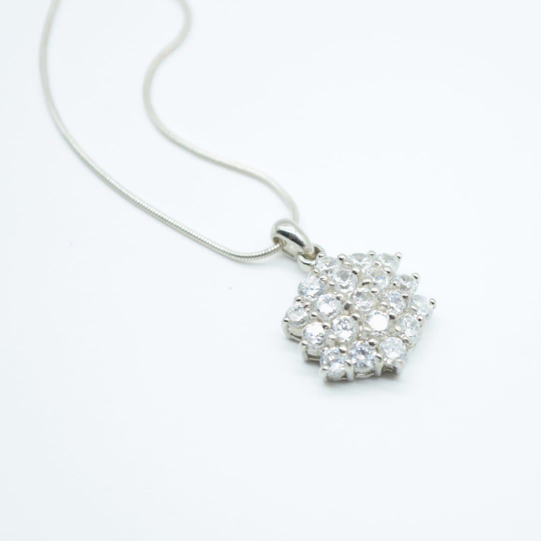 Hexagonal Zircon Pendant in 925 Silver- Without Chain - IAC Galleria