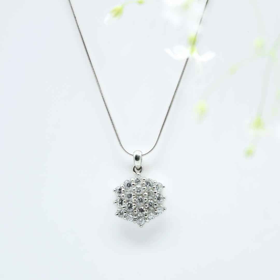 Hexagonal Zircon Pendant in 925 Silver- Without Chain - IAC Galleria