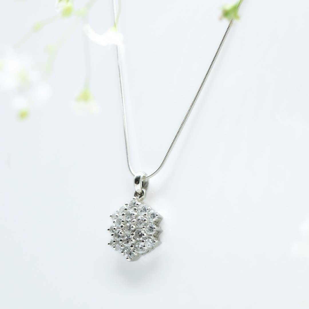 Hexagonal Zircon Pendant in 925 Silver- Without Chain - IAC Galleria