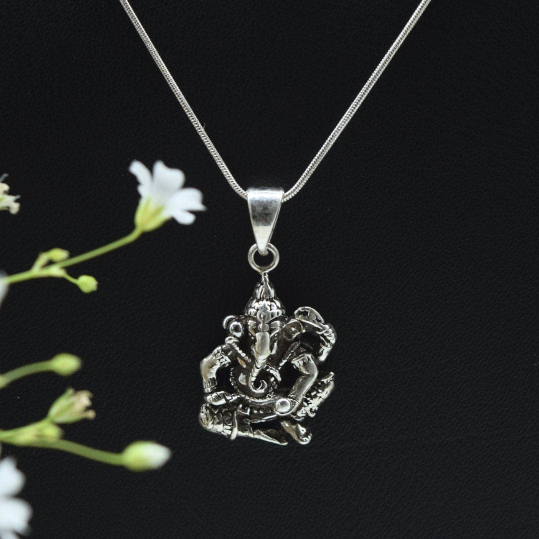 Intricate Ganesha Pendant in 925 Silver- Without Chain - IAC Galleria