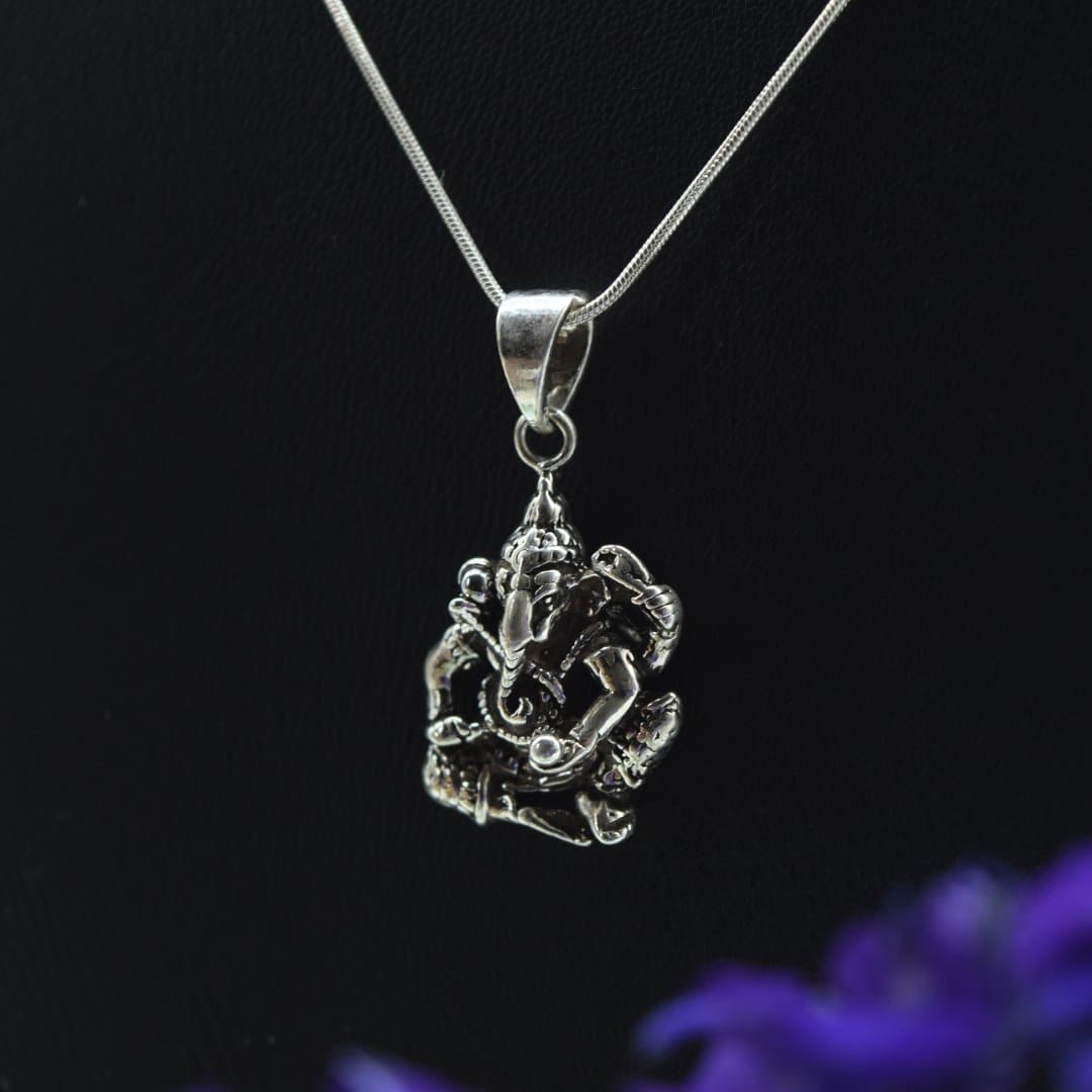 Intricate Ganesha Pendant in 925 Silver- Without Chain - IAC Galleria