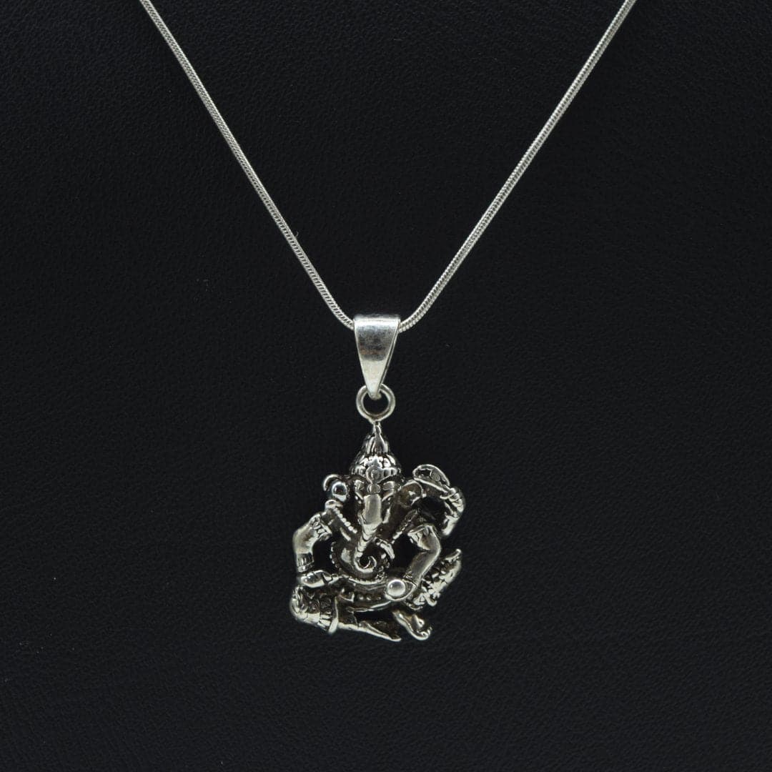 Intricate Ganesha Pendant in 925 Silver- Without Chain - IAC Galleria