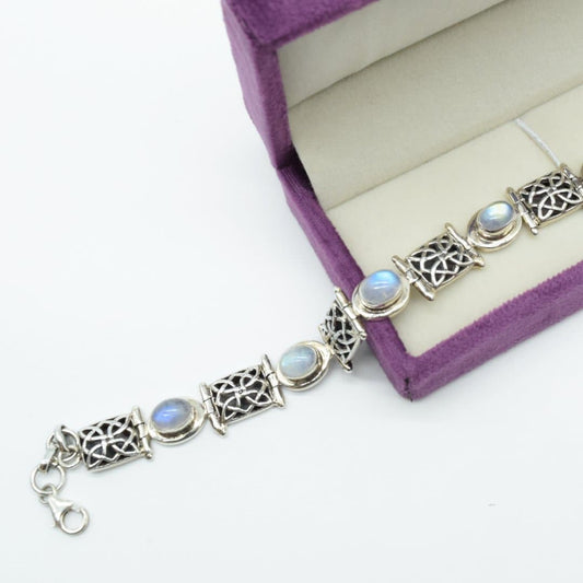 Intricate Moonstone Bracelet in 925 Silver - IAC Galleria