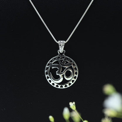 Intricate Om Pendant in 925 Silver- Without Chain - IAC Galleria