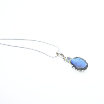 Labradorite & Zircon Pendant in 925 Silver- Without Chain - IAC Galleria