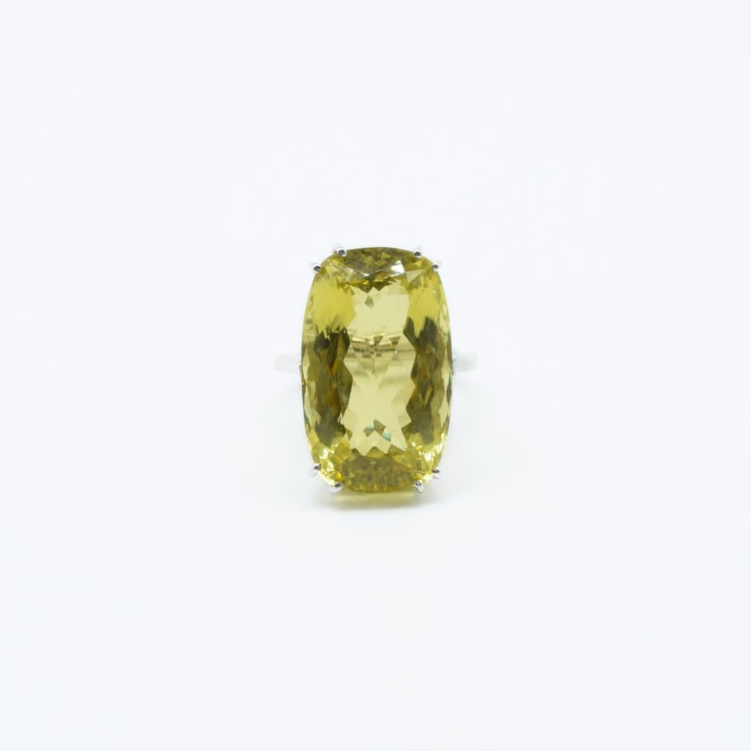 Large Faceted Lemon Topaz Ring in 925 Silver - IAC Galleria