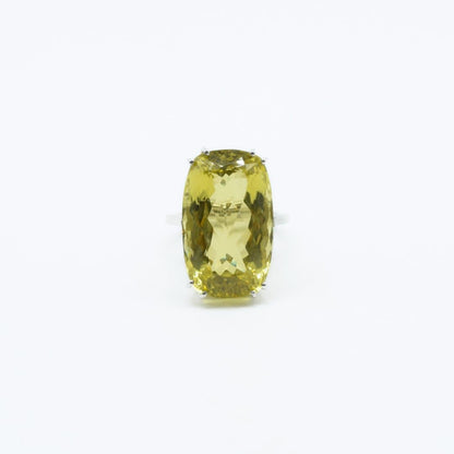 Large Faceted Lemon Topaz Ring in 925 Silver - IAC Galleria