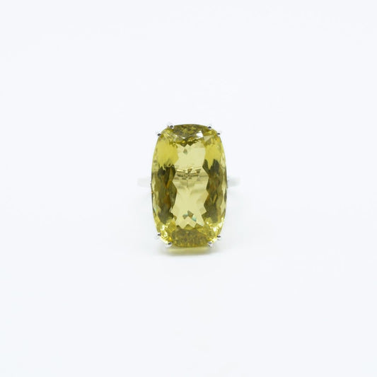 Large Faceted Lemon Topaz Ring in 925 Silver - IAC Galleria