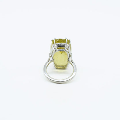 Large Faceted Lemon Topaz Ring in 925 Silver - IAC Galleria