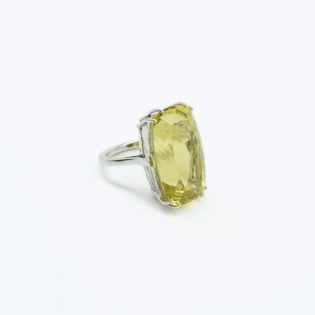 Large Faceted Lemon Topaz Ring in 925 Silver - IAC Galleria