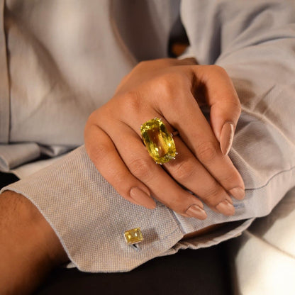 Lemon Topaz Cufflinks & Ring Set - IAC Galleria