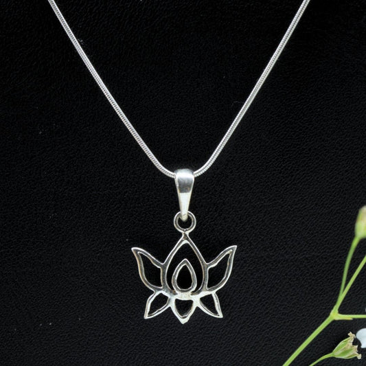 Lotus Pendant in 925 Silver- Without Chain - IAC Galleria