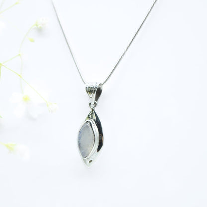 Marquise Moonstone Pendant in 925 Silver- Without Chain - IAC Galleria