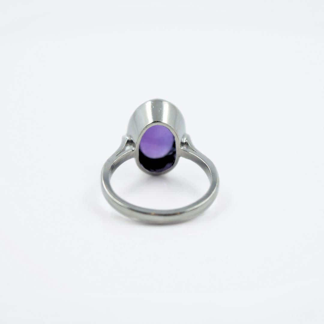 Oval Cabochon Amethyst Ring in 925 Silver - IAC Galleria