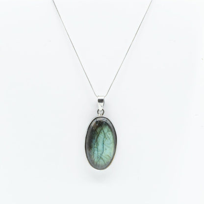 Oval Cabochon Labradorite Pendant in 925 Silver- Without Chain - IAC Galleria