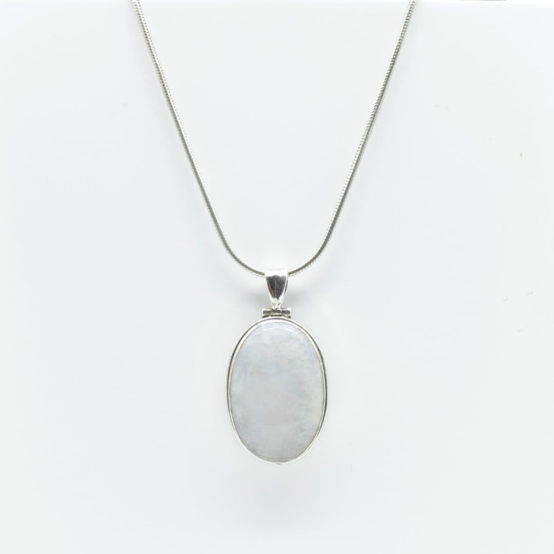 Oval Cabochon Moonstone Pendant in 925 Silver- Without Chain - IAC Galleria
