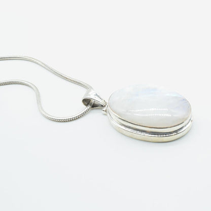 Oval Cabochon Moonstone Pendant in 925 Silver- Without Chain - IAC Galleria