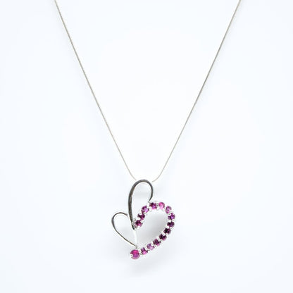 Pink Heart Zircon Pendant in 925 Silver- Without Chain - IAC Galleria